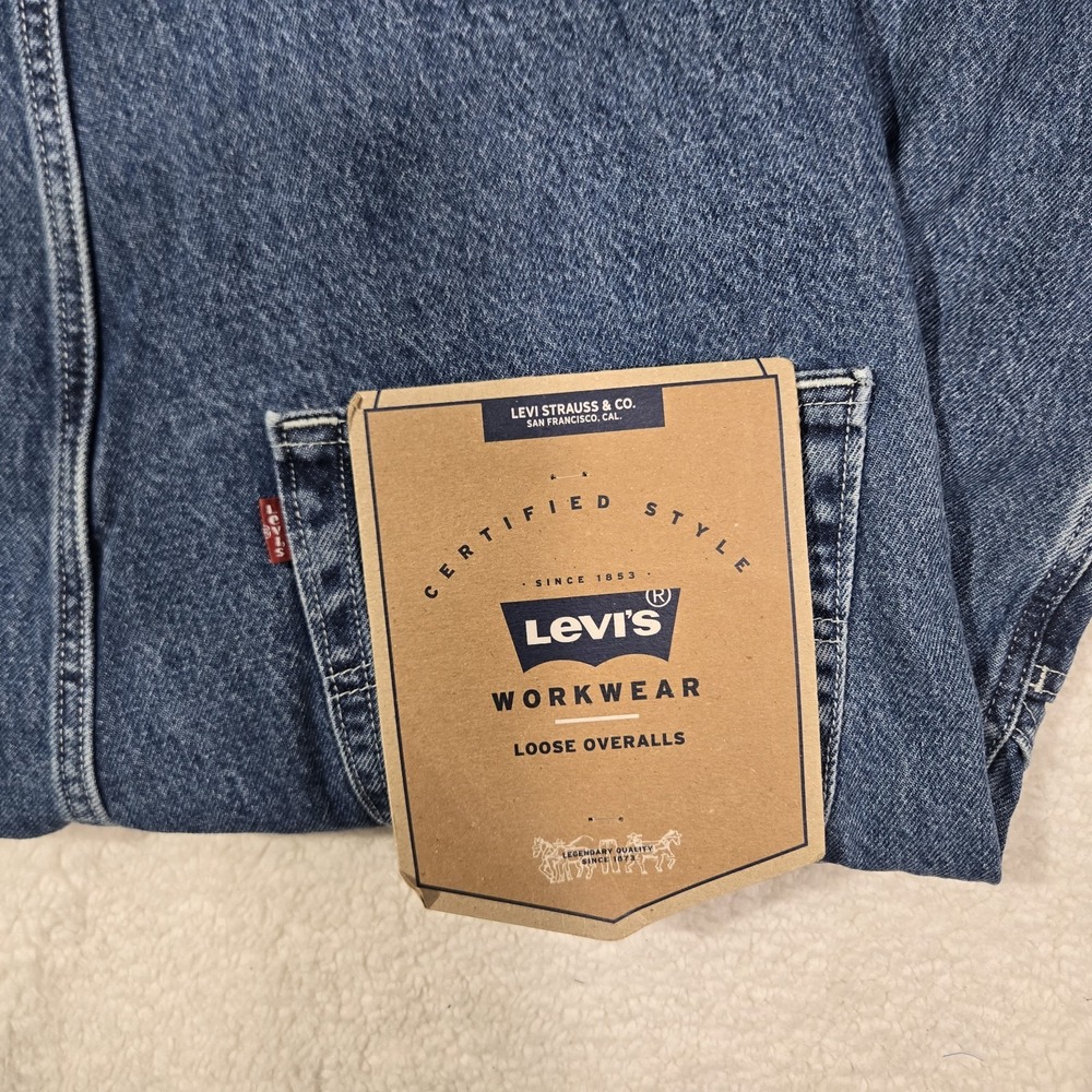 $120 Levis Workwear Loose Overalls Mens Size Small Denim Cotton Blue S - Picture 7 of 9